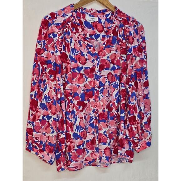 Suncoo Paris Floral Ruffle Blouse French Style 3 M/L Feminine Parisian Top - Picture 4 of 12